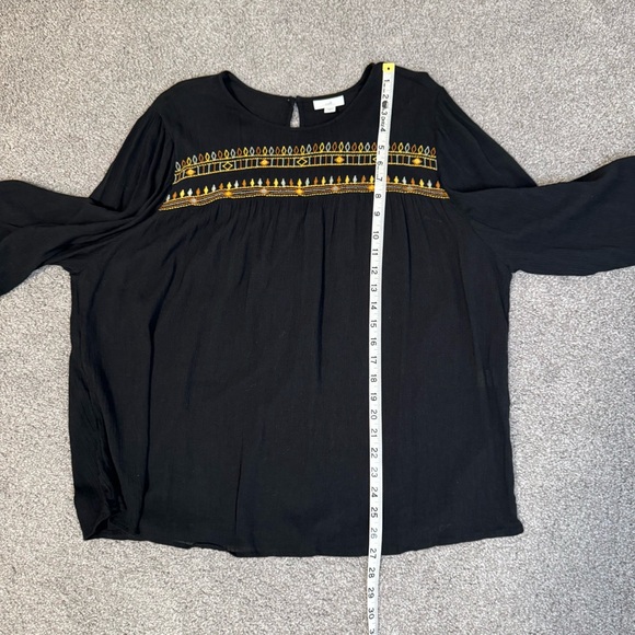 J. Jill Black Blouse with Gold Embroidery - Picture 7 of 9